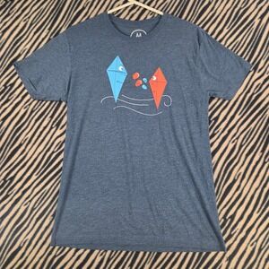 Cotton Bureau Kite Fight Mikah Sargent Graphic T-Shirt Mens Medium Heather Navy